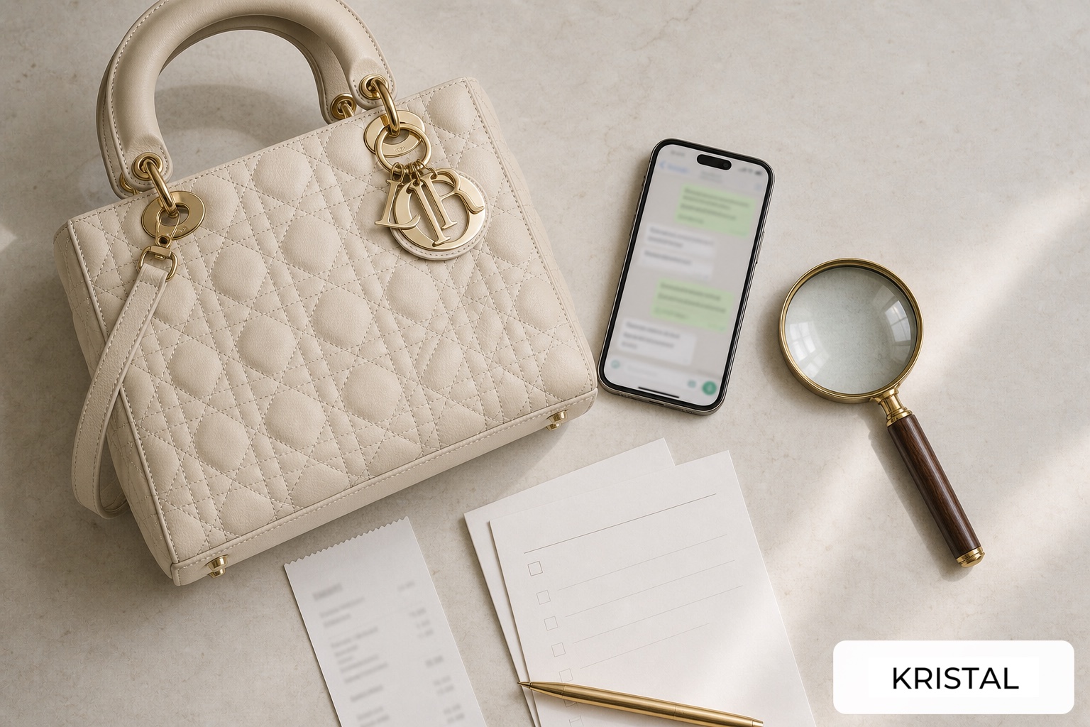 Checklist visual for preparing a Dior bag review in Malaysia