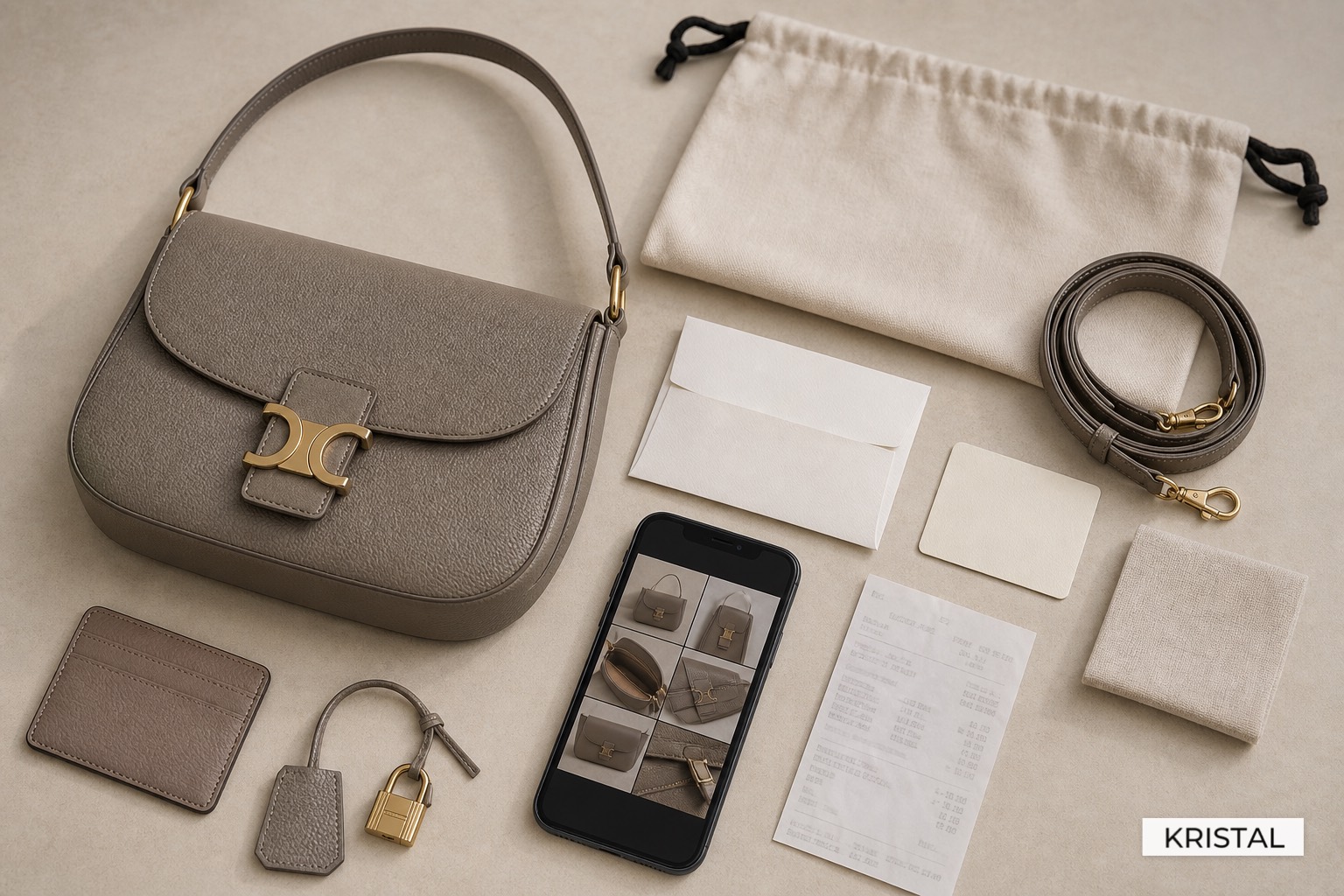 Checklist visual for preparing a Celine bag review in Malaysia