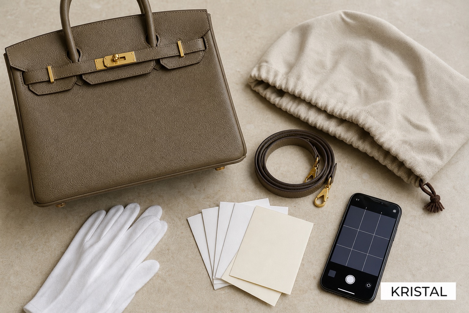 Checklist visual for preparing a Hermes bag review in Malaysia