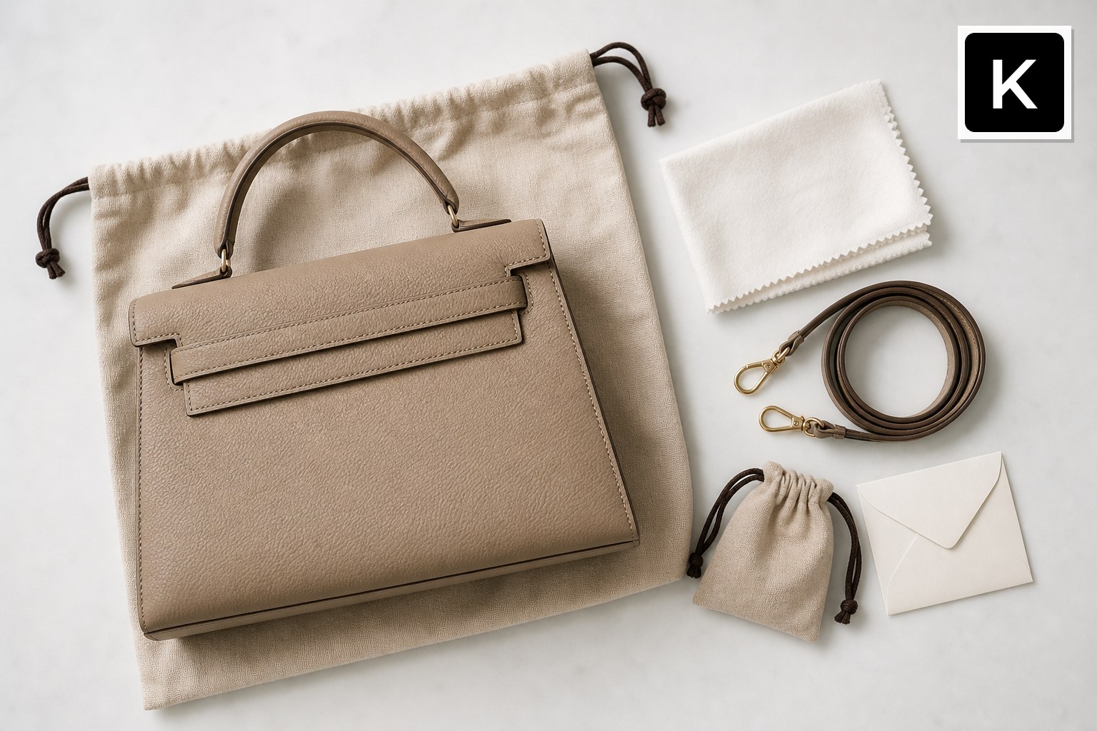 Checklist visual for preparing a luxury bag before selling in Malaysia