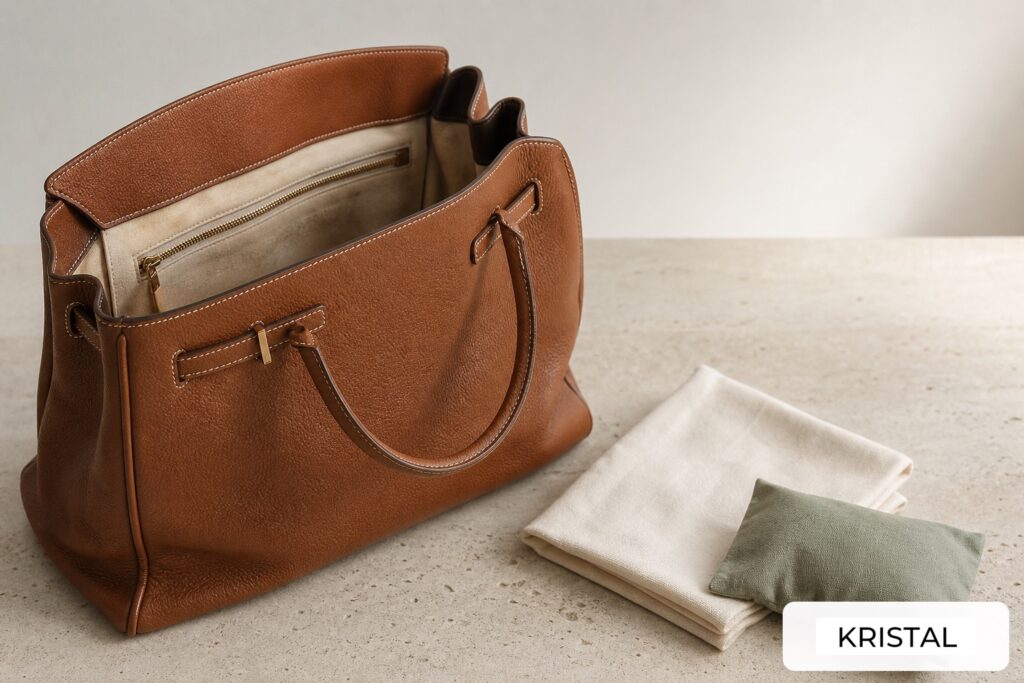 Photorealistic editorial handbag visual for the sell-luxury-bag-storage-damage-malaysia guide