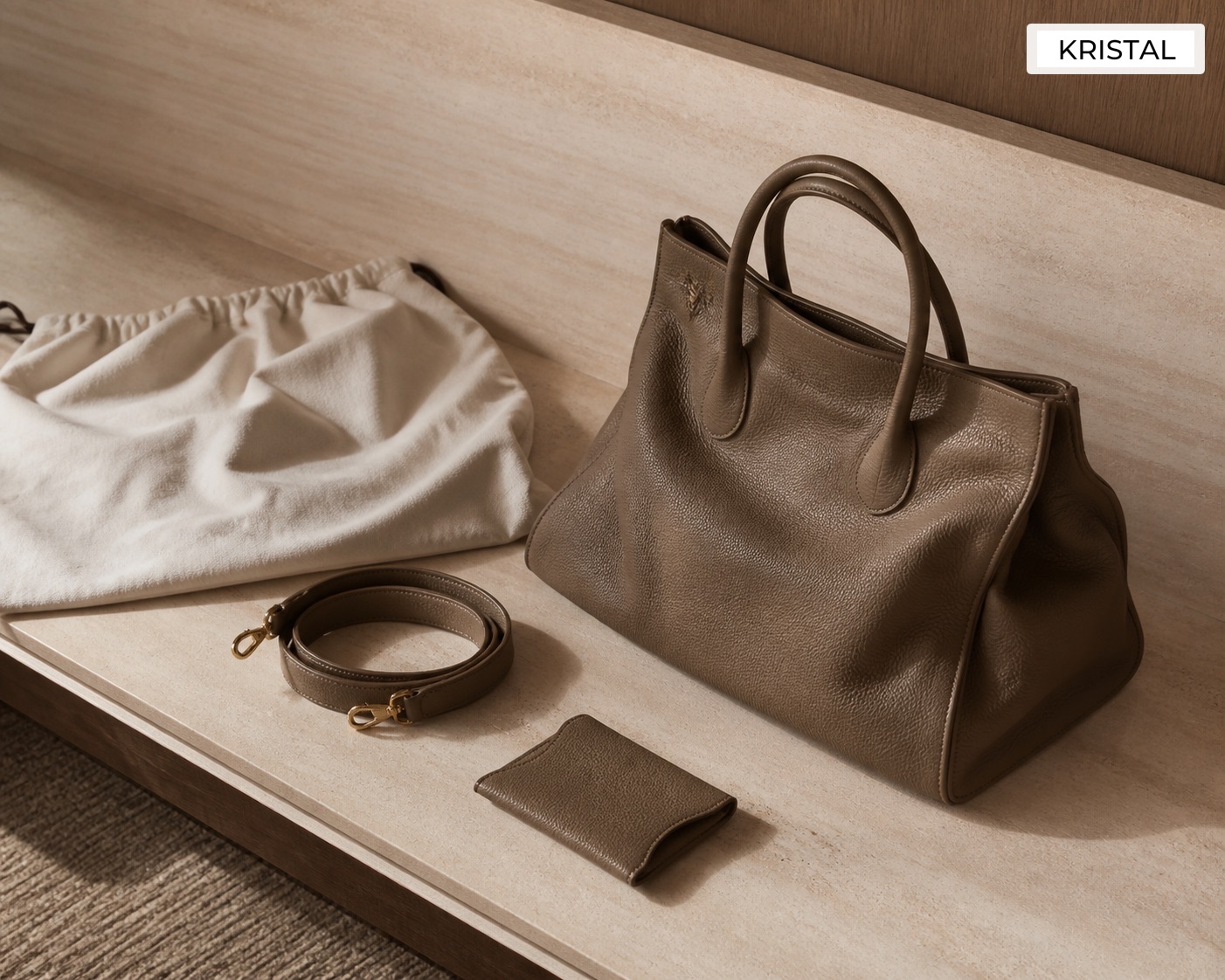 Editorial inline image showing a Loro Piana valuation file with strap, dust bag, pouch, and accessories arranged for review in Malaysia