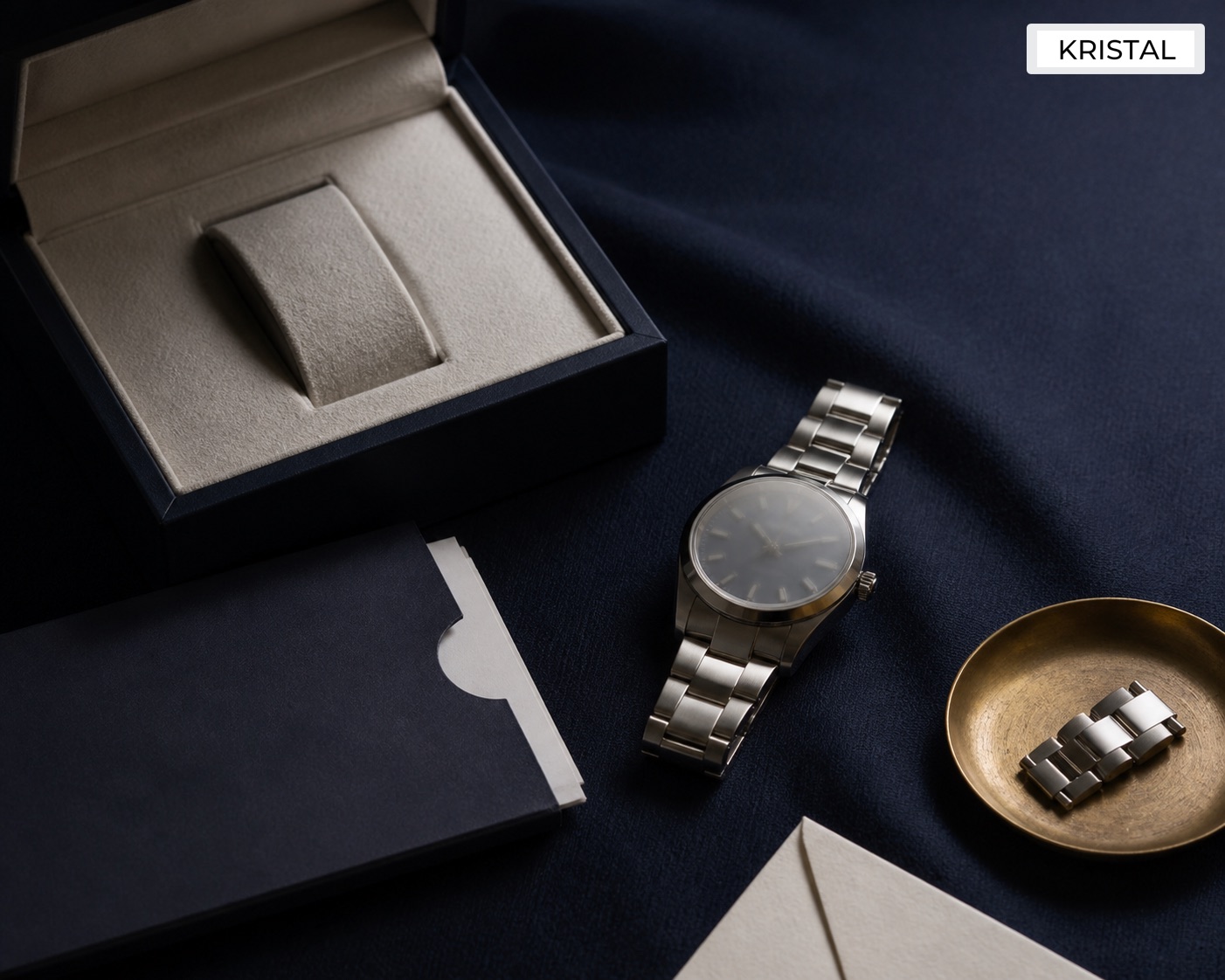 Editorial inline image showing box papers and spare links context for a luxury watch in Malaysia