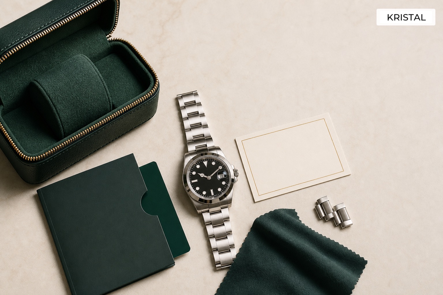 Editorial inline image showing Rolex seller preparation before a quote